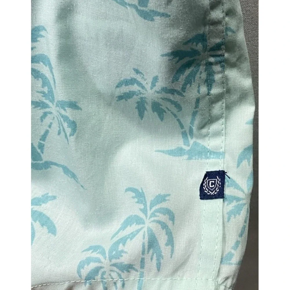 Chaps Ralph Lauren Hawaiian Print Button Down Shirt Sleeve Shirt Sz L Palm Trees